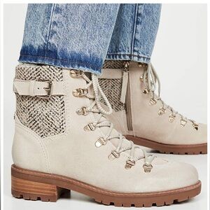 SAM EDELMAN Women’s Size 7 Tenlee Booties Tie Front Bistro Beige Hiking